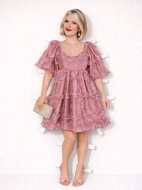 coquette blush pink dress, prom, formal, girlie cute SOPHIE THE LABEL size M